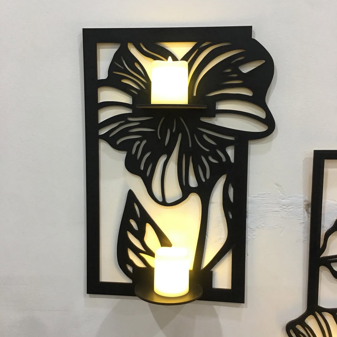 3-piece flower candle holder wall decor by HBAK Choices