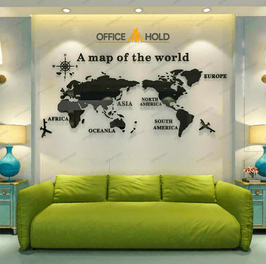 3D world map wall art