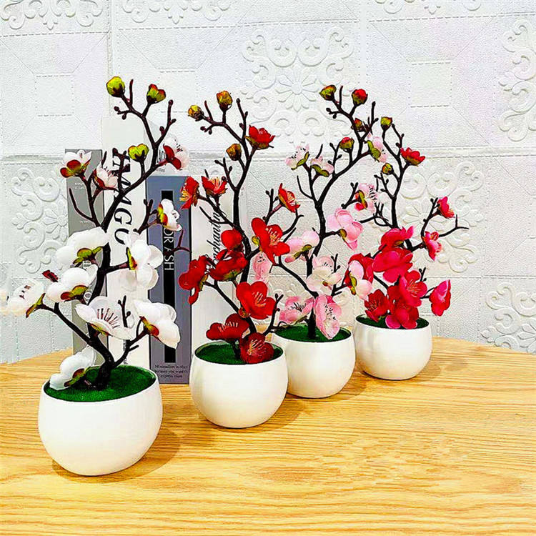 Plum Blossom Artificial Potted Plant – Lifelike Silk Flowers for Home & Event Décor | HBAK Choices Pakistan