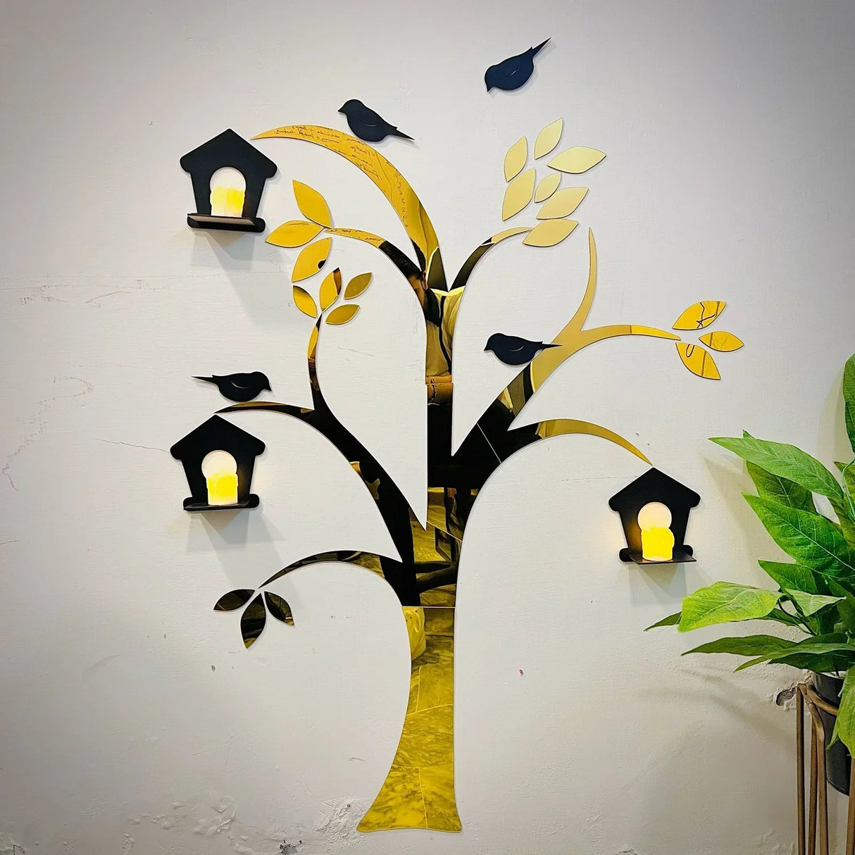 Acrylic Birds on Tree Wall Art