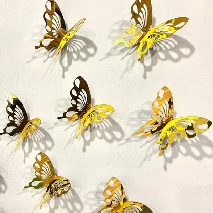 Gold acrylic mirror butterfly wall decor