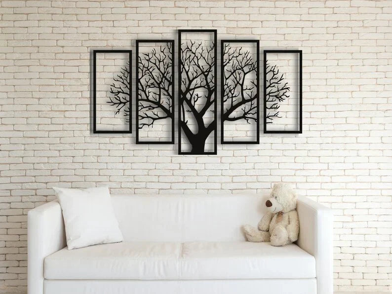 HBAK Choices modern luxury tree wall decoration with five frames