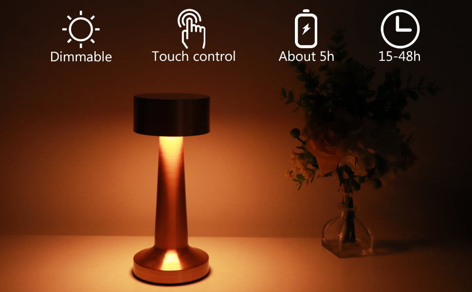 Rechargeable USB-powered brass lamp
