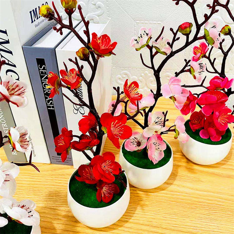 Plum Blossom Artificial Potted Plant – Lifelike Silk Flowers for Home & Event Décor | HBAK Choices Pakistan