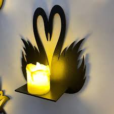 living room with a floating DIY wooden shelf