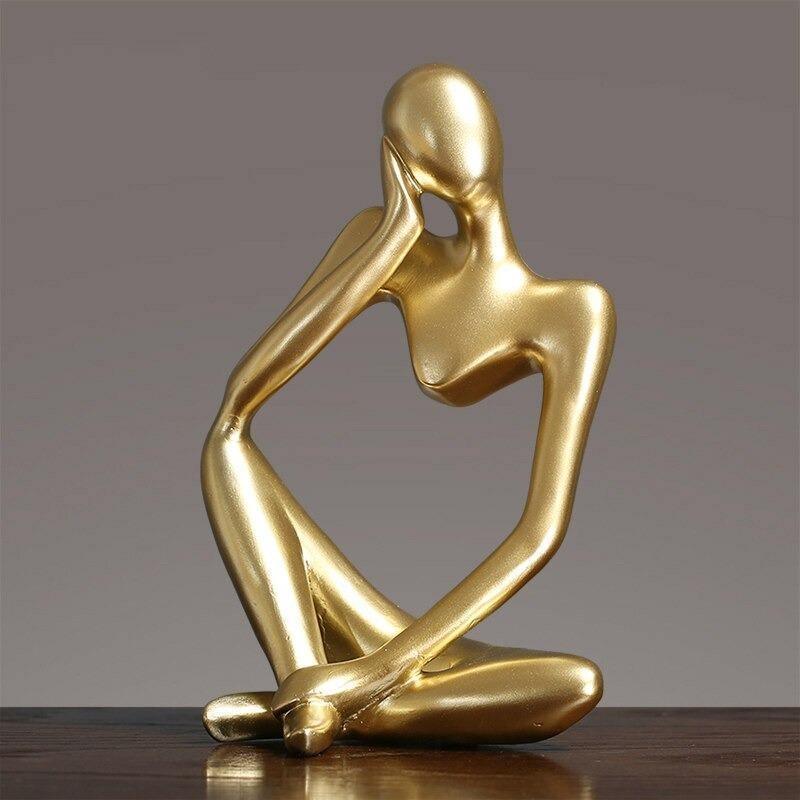 luxury Thinker man statue in gold finish