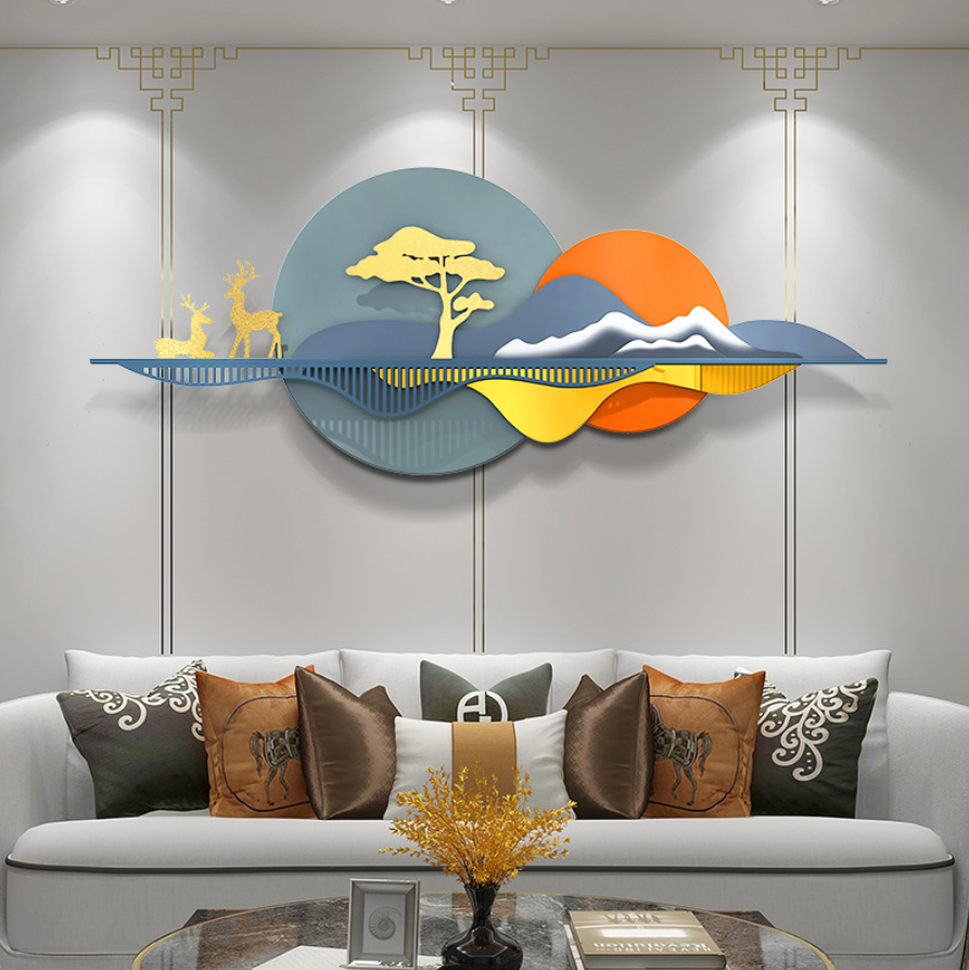 olive and gold metal wall decor