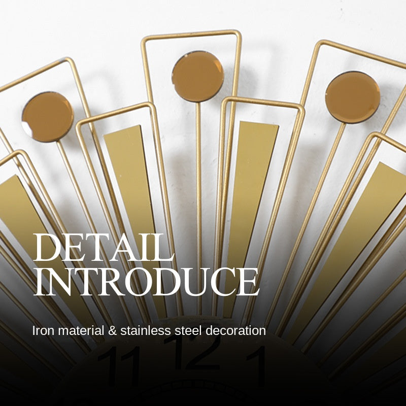 24-inch golden metal wall clock complementing bedroom aesthetics
