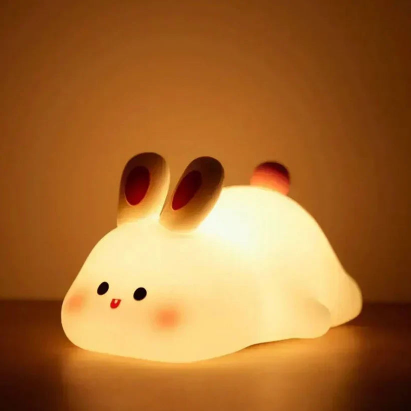 Cute Rabbit Plushy Night Lamp – USB Rechargeable LED Touch Light