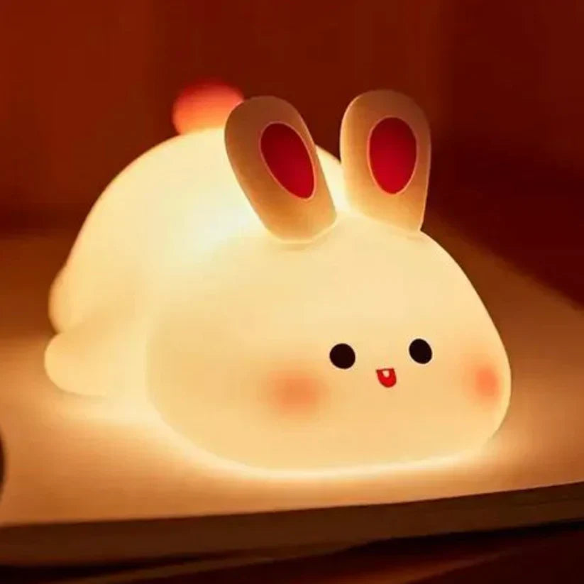 Cute Rabbit Plushy Night Lamp – USB Rechargeable LED Touch Light