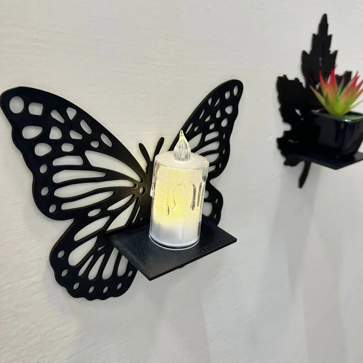 DIY shelf with leaf motif