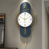 Elegant swing pendulum detail on modern decorative wall clock

