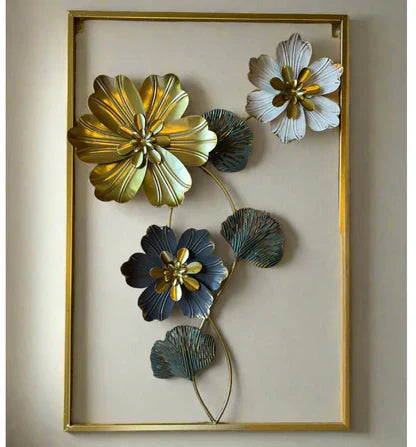 Imported Premium Metal Flower Frame – Elegant Decorative Wall Art