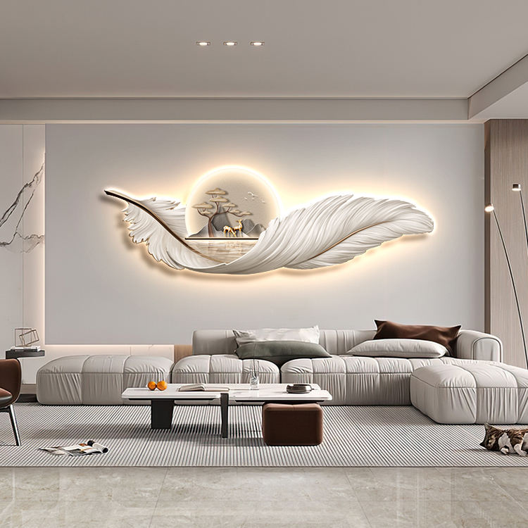 Large feather LED wall