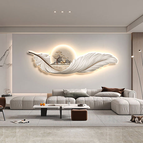 Large feather LED wall