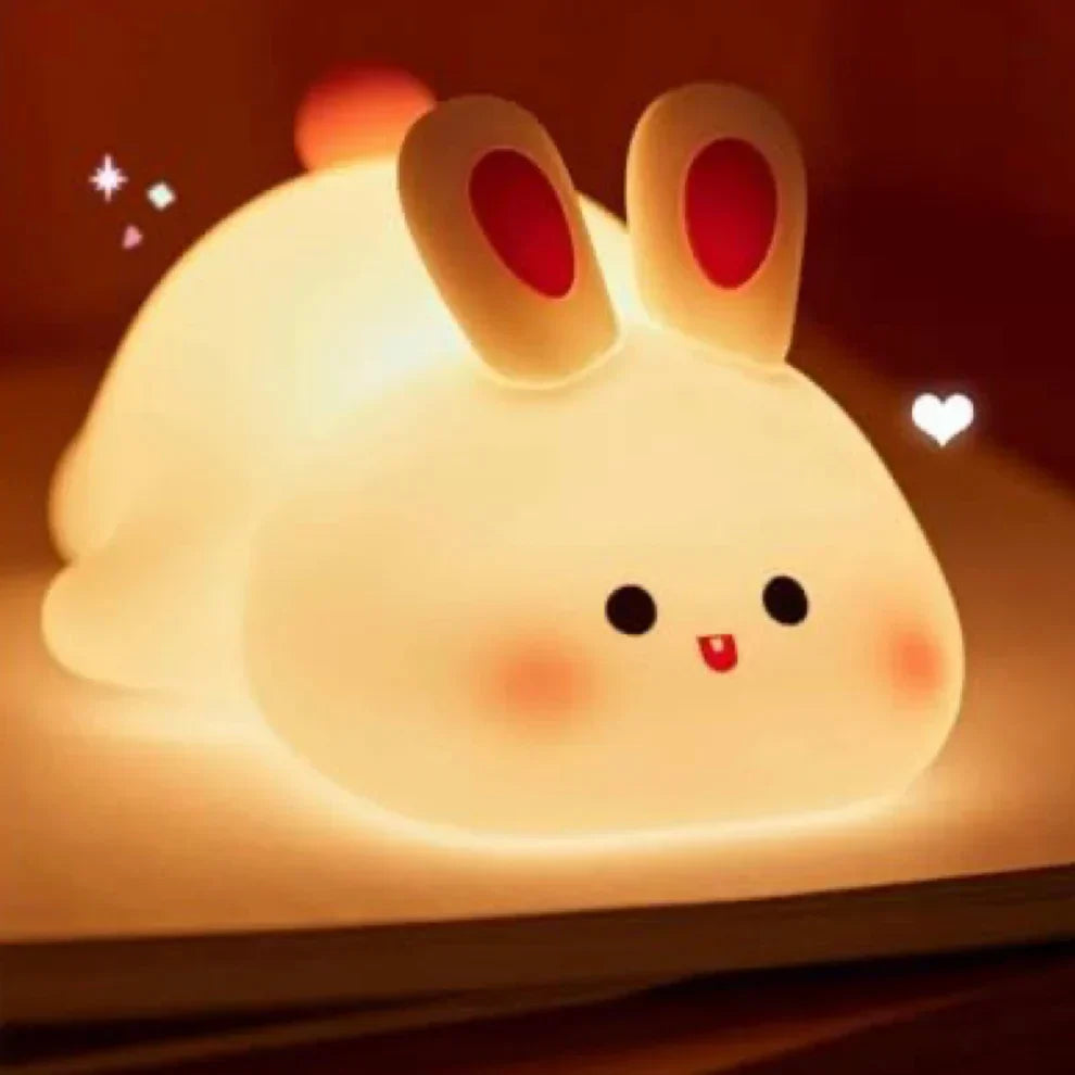 Cute Rabbit Plushy Night Lamp – USB Rechargeable LED Touch Light