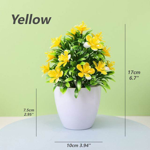 Set of 2 colorful artificial flower plants in white pots – realistic home decor from HBAK Choices
