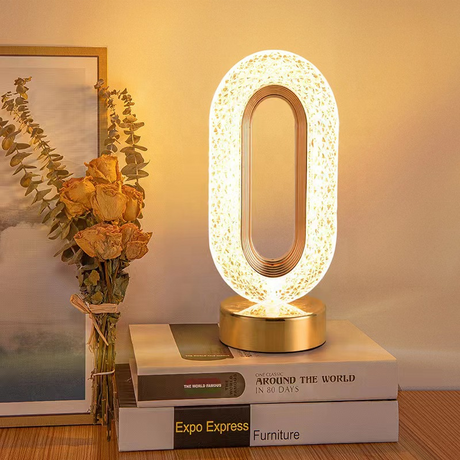 Three-Color Crystal LED Table Lamp – USB Rechargeable, Touch Dimmable | Bedside & Study Lamp in Pakistan
