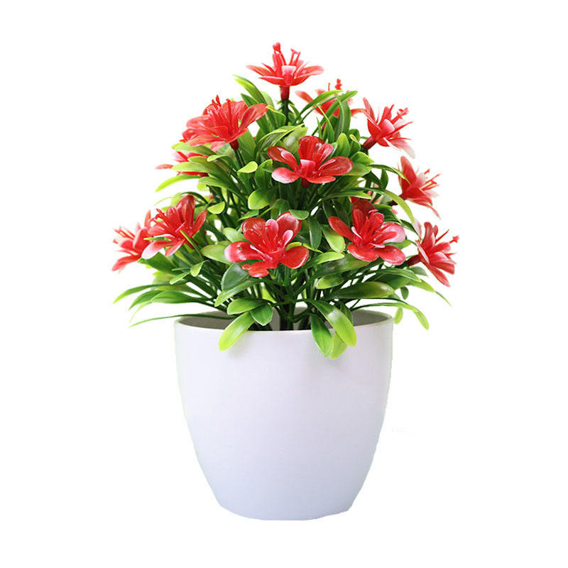 Set of 2 colorful artificial flower plants in white pots – realistic home decor from HBAK Choices
