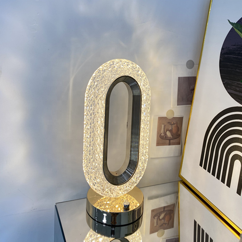Three-Color Crystal LED Table Lamp – USB Rechargeable, Touch Dimmable | Bedside & Study Lamp in Pakistan