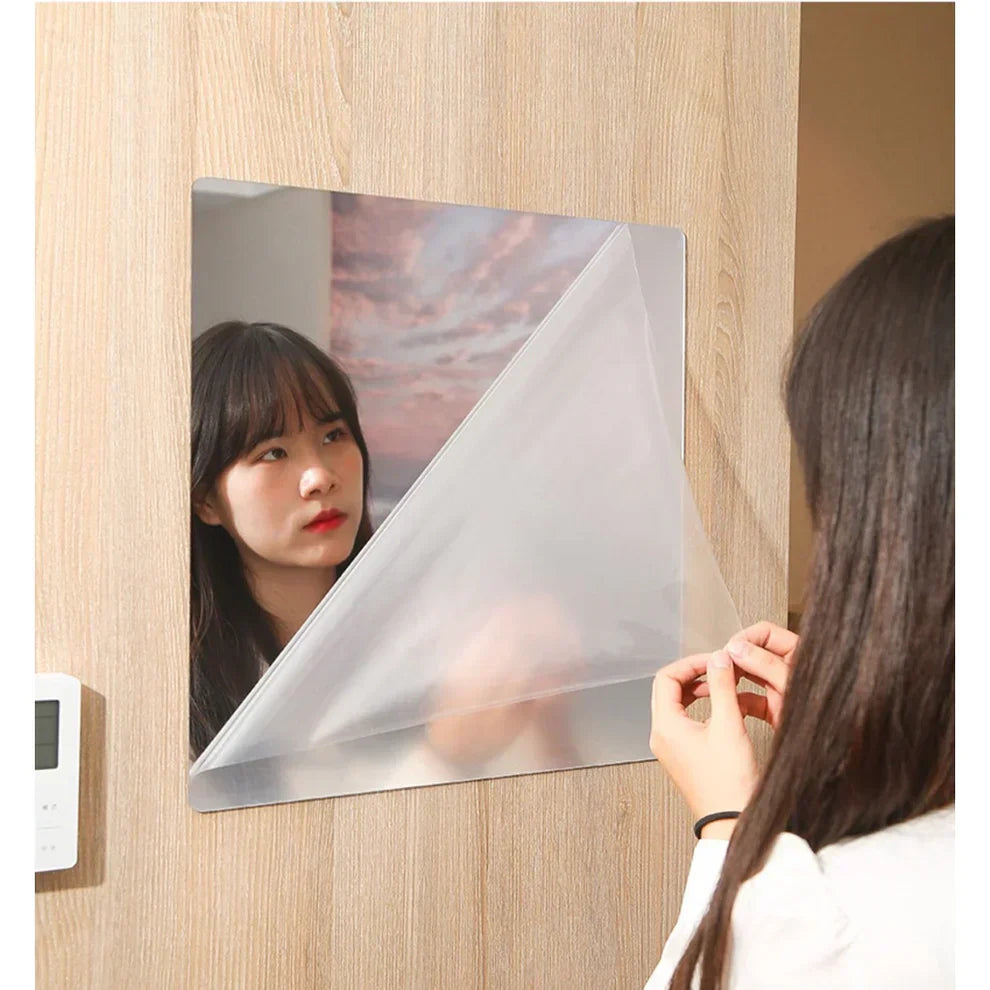Self-Adhesive Unbreakable Acrylic Mirror (16x16) – Shatterproof Wall Mirror for Makeup & Décor