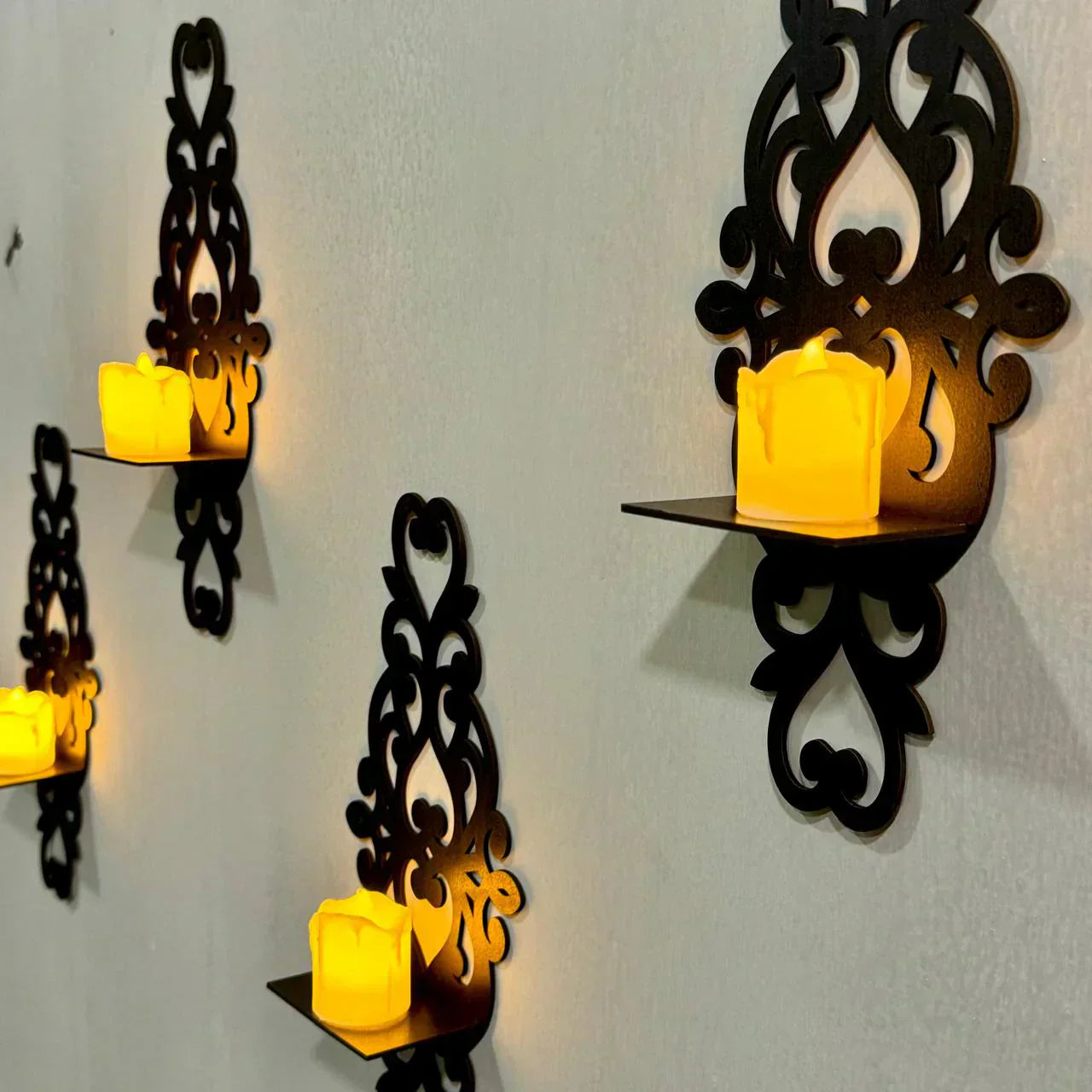 wall shelf with LED candle