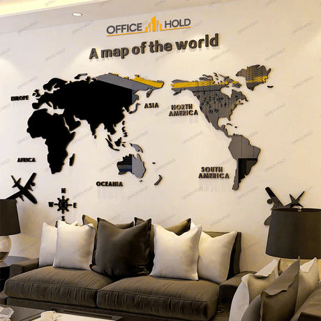 wood world map wall art