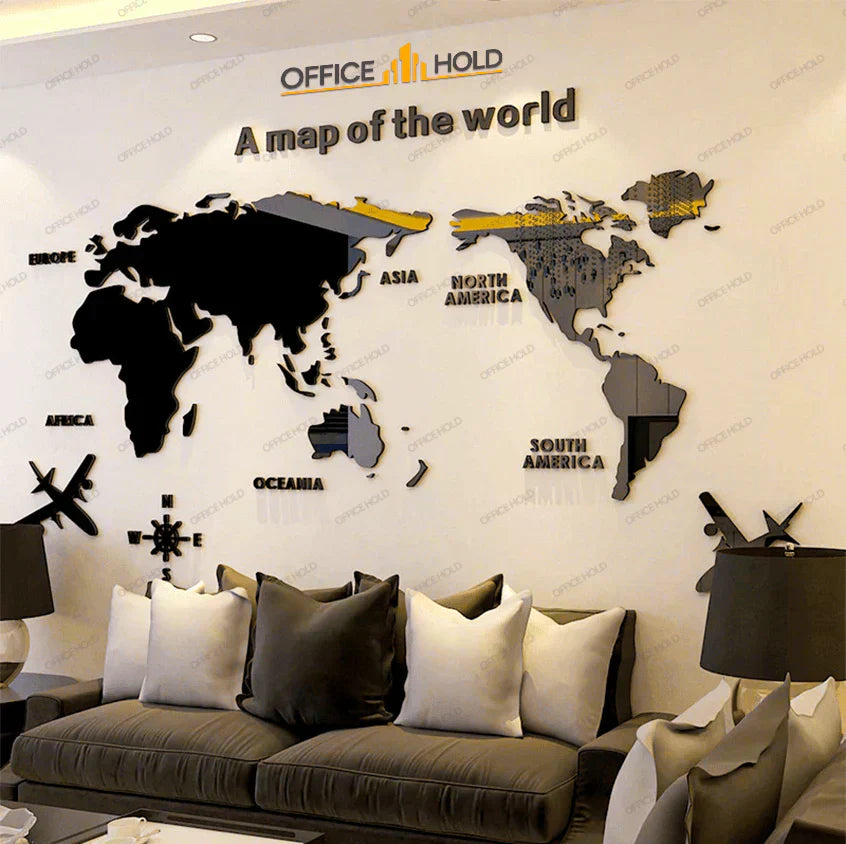 wood world map wall art
