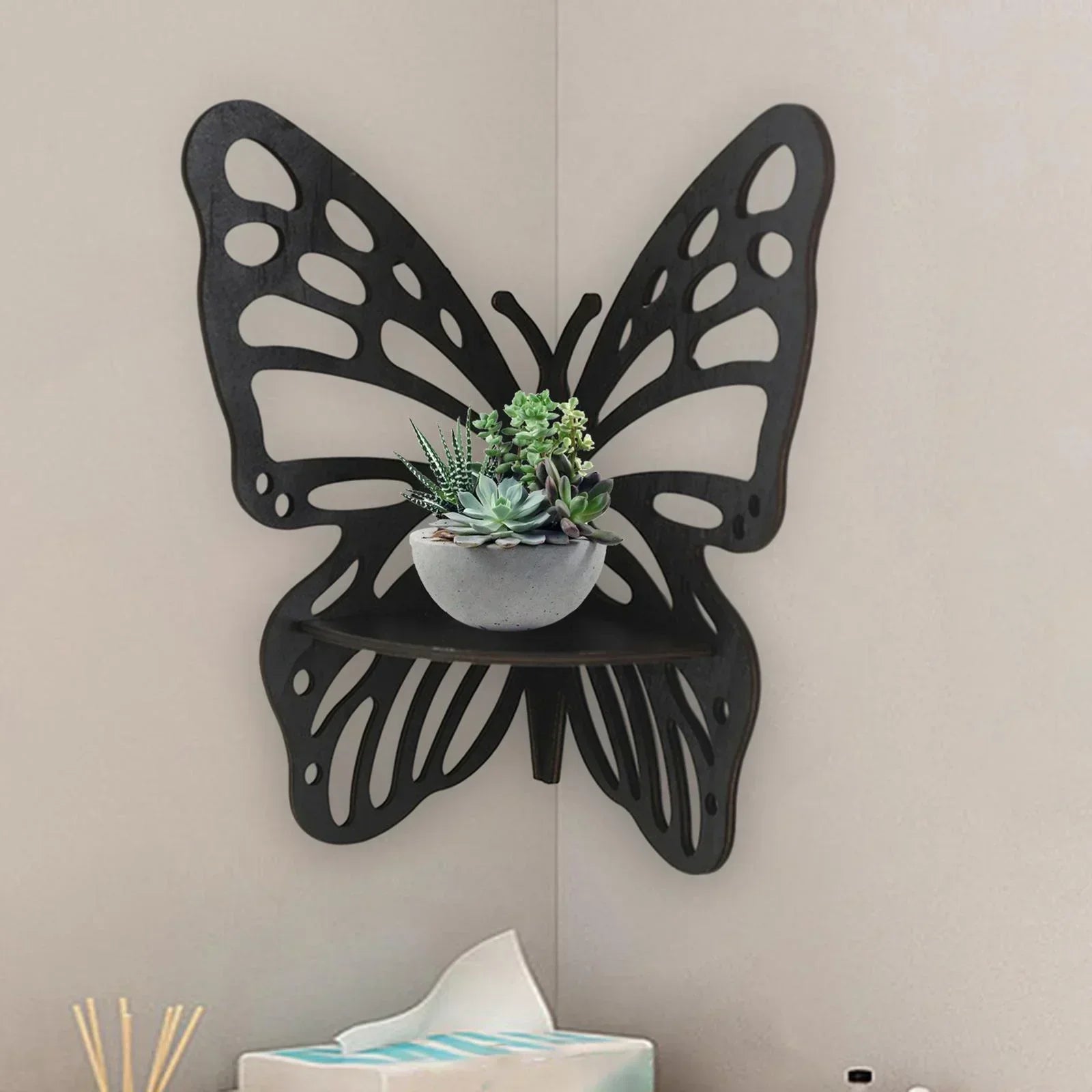 wooden floating wall shelf